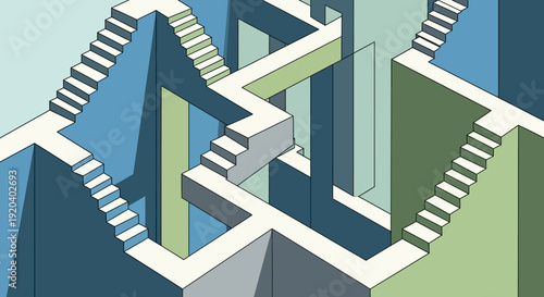 Impossible Staircase: Optical Illusion Maze Design