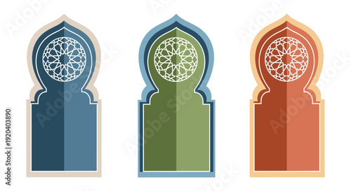 Islamic Arch Vector Design Set in Various Colors