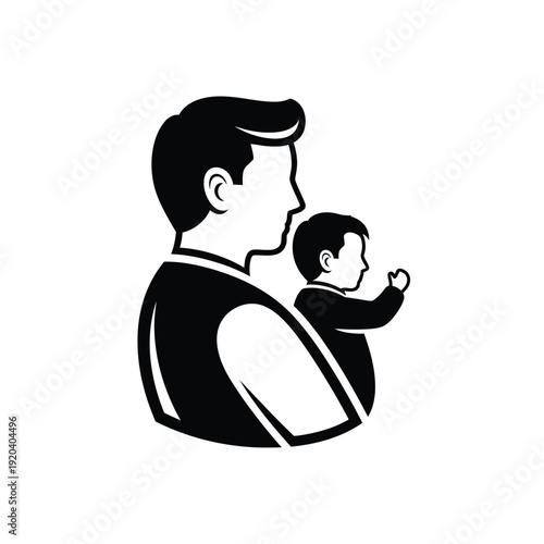 Father Holding Baby In Sling