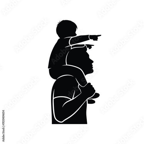 Father and son pointing to the future together