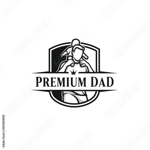 Strong Dad Carrying Kid Emblem Design
