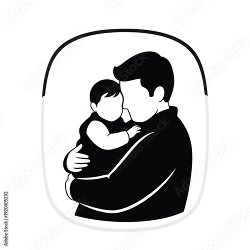 Father Holding Baby Silhouette Icon