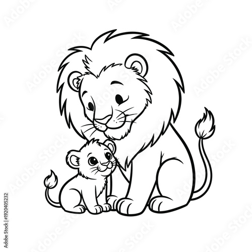 Adorable lion and cub family heartwarming moment