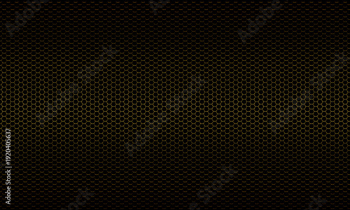 Abstract golden hexagon mesh pattern on black background vector