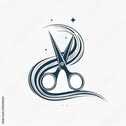 Elegant Hairdressing Scissors Creating Stylized Waves – A Symbol of Professional Salon Expertise and Beauty Services