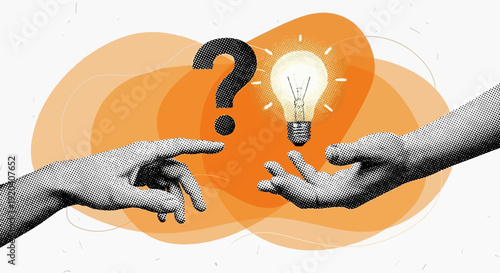 Hands holding megaphone and microphone around crumpled paper.