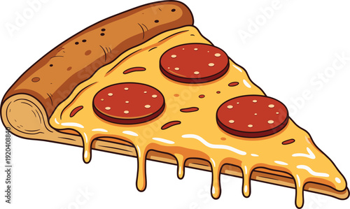 A Slice of Pepperoni Pizza with Cheese Stretching Down melted