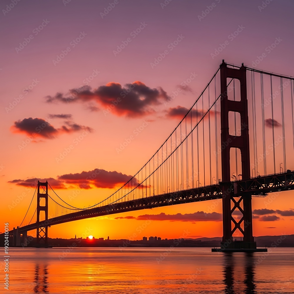 Fototapeta premium Golden Gate Bridge at Sunset - A San Francisco Icon.