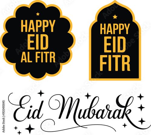 Eid mubarak greeting vector illustrations