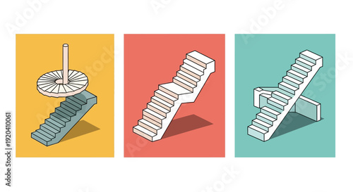 Isometric Stairway Variations Illustration