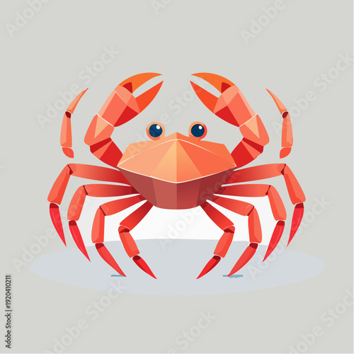 Geometric orange crab illustration with a flat design and minimal shading