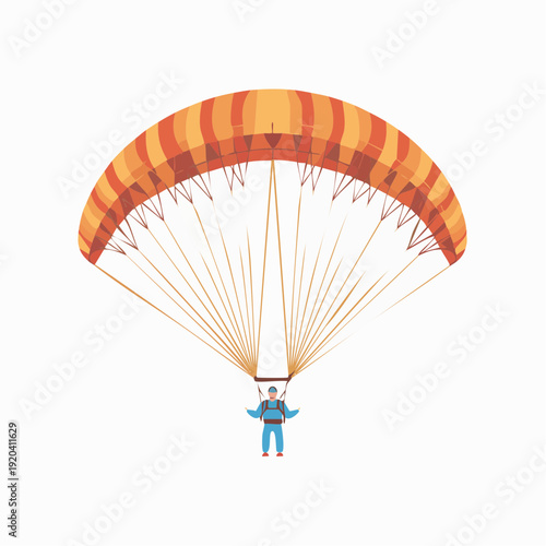 Parachuting and skydiving from the sky with colorful parachute and person