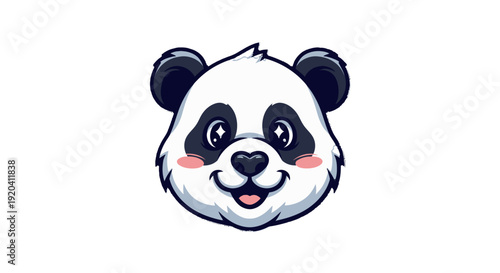 Adorable cartoon panda face with smiling expression and rosy cheeks.