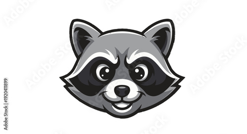 Cartoon raccoon face with a friendly expression.