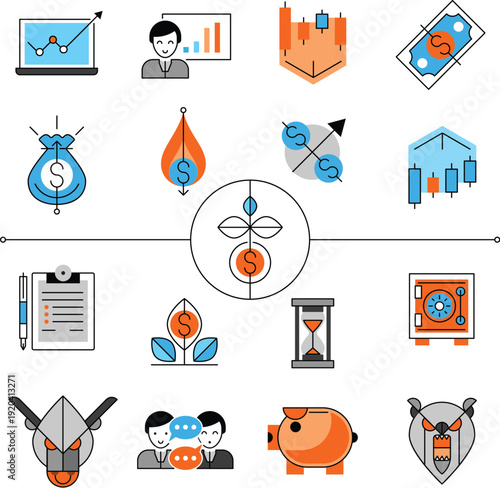 Wealth accumulation and long term retirement planning goals vector