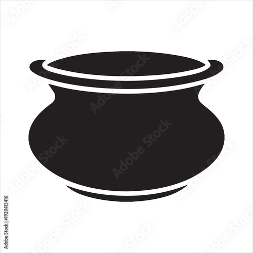 Vector Silhouette of a Traditional Clay Pot for Yogurt