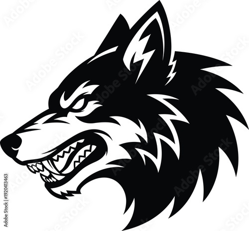 Vector angry wolf head isolated on transparent background