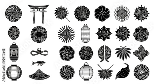 Japanese Ornaments Set: Traditional and Cultural Designs
