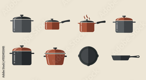 Kitchenware Set: Pots and Pans Vector Illustration