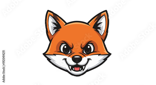 Cute Sly Fox Head Winking with Cheerful Expression on Isolated White Background