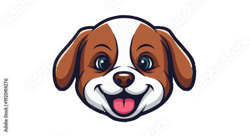 Happy Smiling Puppy Dog Face Sticking Tongue Out on Isolated White Background
