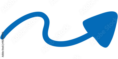 Vector illustration of Filled single-line hand-drawn arrow 4 (blue)