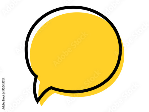 Simple speech bubble set, vector yellow frame sticker, flat message box, blank chat box element, frame border, banner