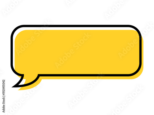 Simple speech bubble set, vector yellow frame sticker, flat message box, blank chat box element, frame border, banner