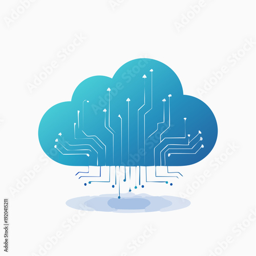 Cloud computing and digital transformation with interconnected technology circuits