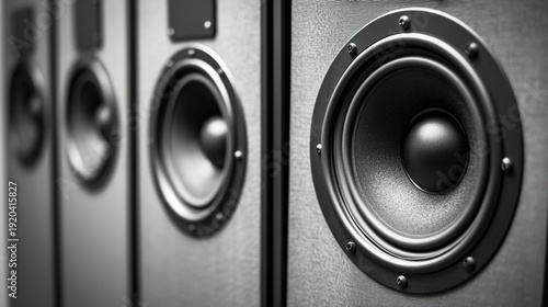 tweeter. Vintage monochrome wall-mounted speakers, highlighting retro audio design. product launch decks, UI/UX mockups, designed for product launches and innovation pitches, used by copywriters.