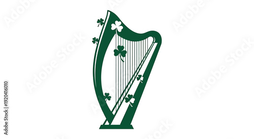 Celtic Harp with Shamrocks