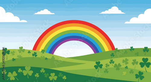 Rainbow Over Rolling Hills