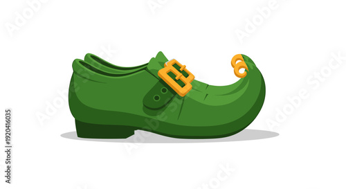 Green Curly Shoe with Buckle