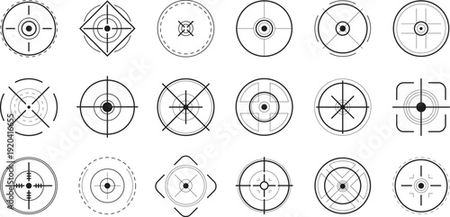 Futuristic aim point icons for technology and focus concept designs vector