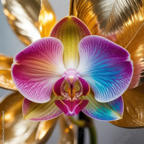 pink orchid on black