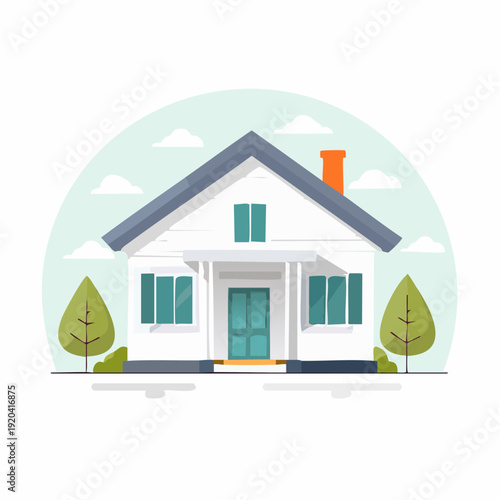 Charming illustration of a cozy family house, a perfect concept for modern homeownership and comfortable living. Flat design vector art