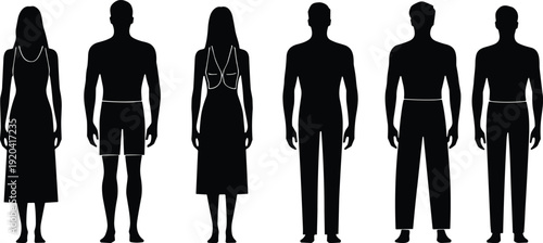 Silhouette of three children standing together with hands raised in victory and friendship isolated on white background for community designs