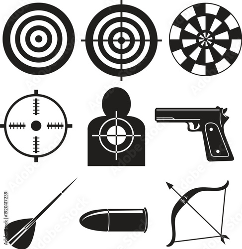Tactical crosshair set for military equipment and shooting game design vector