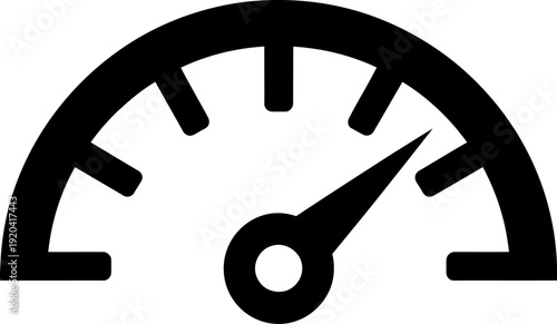 A 3d business icon featuring a black clock gauge and timer symbol represents the speed of a deadline as the hand moves toward a time for action and change