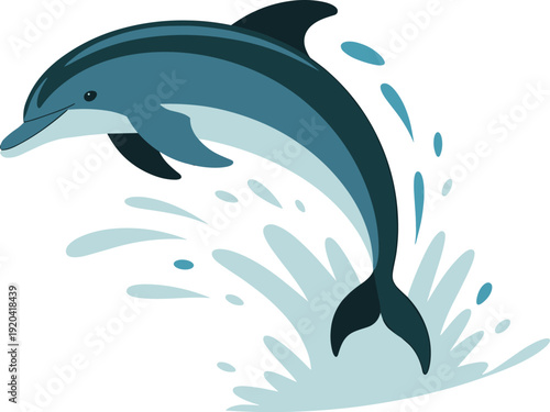 Dolphin Jumping with Splash Isolated on Transparent Background Ocean Wildlife Concept
