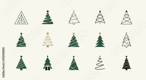 Minimalist Christmas Trees Vector Set for Holiday Designs
