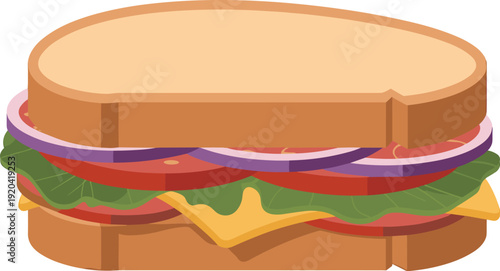 Sandwich with Melted Cheese and Fresh Vegetables Isolated on Transparent Background Healthy Meal Concept