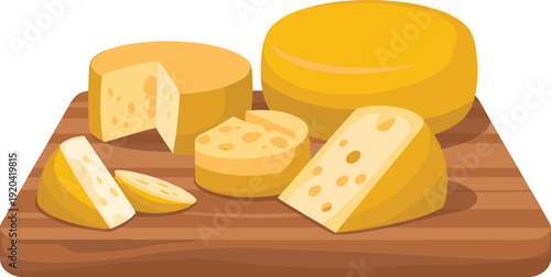 Assorted Cheese Wedges and Wheels Isolated on Transparent Background Gourmet Dairy Concept