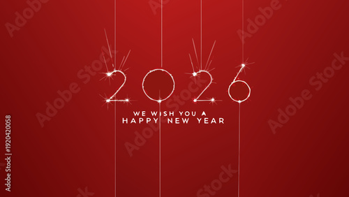New year 2026 celebration with sparkling numerals and festive greeting