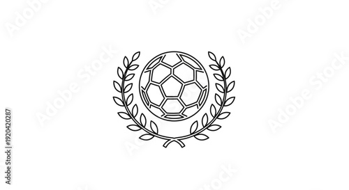 Soccer Ball within Laurel Wreath Circle Emblem, in Bright Studio