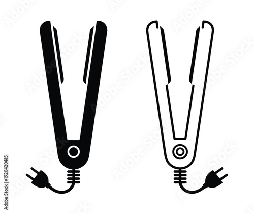 Vector illustration of two hair straighteners with power cords