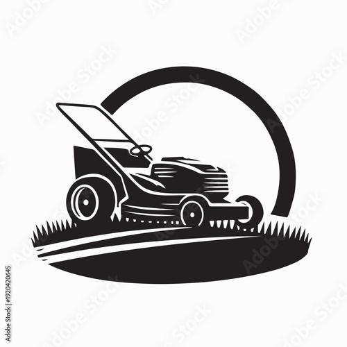 Professional Lawn Mower Logo Vector Modern Silhouette Cutting Tool