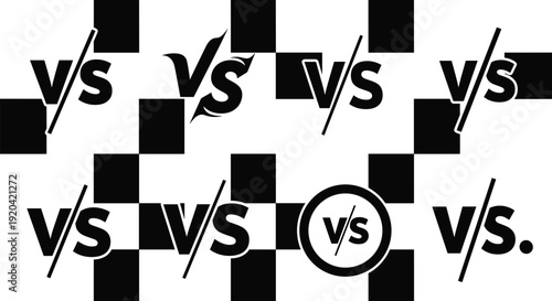 Versus letters vector icon set featuring various VS typography styles and competition symbols for sports gaming battle comparisons tournament brackets and challenge match designs