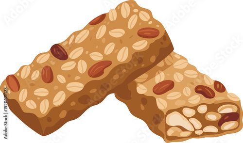 Homemade Granola Bars with Nuts and Seeds Isolated on Transparent Background Healthy Snack Concept