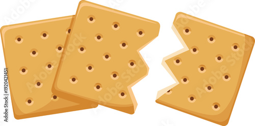 Broken Crackers Isolated on Transparent Background Savory Snack Concept